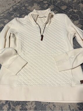 L.L. Bean Cream Quilted Half-Zip Pullover